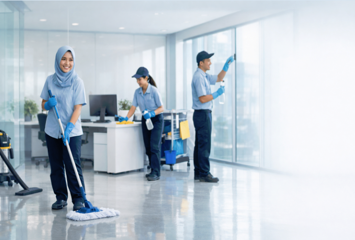 Membersihkan Ruangan Bank